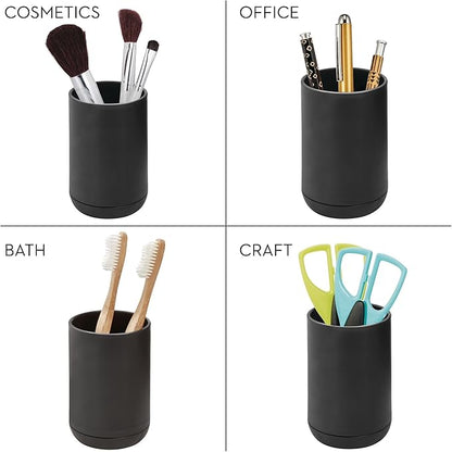 iDesign Toothbrush Holder for Normal Toothbrushes, Spin Brushes, and Toothpaste, The Cade Collection - 3" x 3" x 4. 5", Matte Black