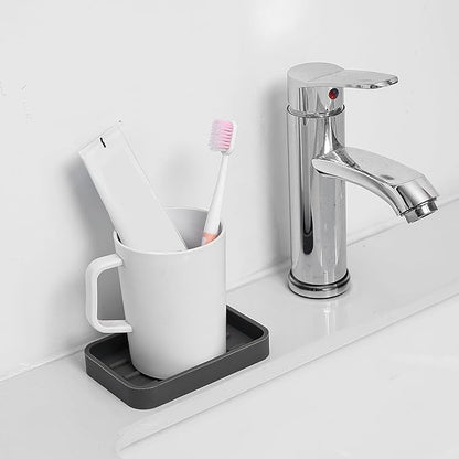 MicoYang Silicone Kitchen Sink Organizer Tray for Multiple Usage,Easy Clean Sponges Holder for Kitchen Bathroom Counter or Sink,Dish Soap Dispenser,Scrubber,Bottle,Cup Grey 4.9”x 3.2”