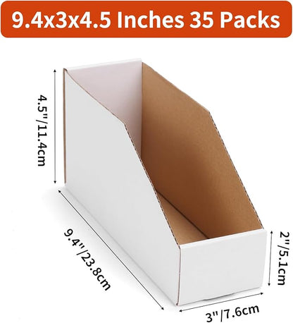 ZBEIVAN Cardboard Storage Bins Boxes 35 Packs 9.4x3x4.5 Inches, Easy Assembly Pantry Organizer Bins for Shelf, White