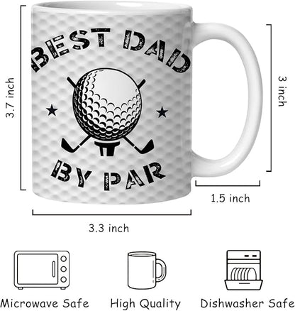 Golf Dad Gifts Mug, Golfer Gifts Coffee Cup Ceramic, Golf Lovers Gift for Men, Best Dad by Par Golfing Ceramic Coffee Tea Mug 11 oz