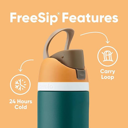 Owala FreeSip Insulated Stainless Steel Water Bottle with Straw for Sports, Travel, and School BPA-Free Sports Water Bottle, 24 oz, Surfs Edge | Insulated, with Straw, for Sports, Travel, and School, BPA-Free