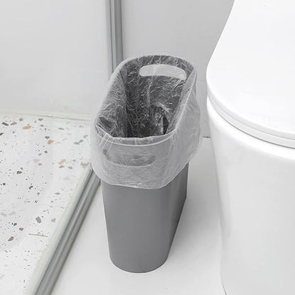 rejomiik Small Trash Can, 3.5 Gallon Slim Garbage Can Plastic Waste Basket with Handles Container Bin for Narrow Spaces Bathroom, Bedroom, Kitchen, Office at Home, Grey