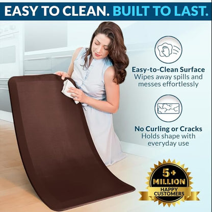 ComfiLife Anti Fatigue Floor Mat – 3/4 Inch Thick Kitchen Mats for Floor, Standing Desk Mat, Kitchen Rug – Comfort at Home, Office – Durable – Stain Resistant – Non-Slip Bottom (24" x 70", Brown)