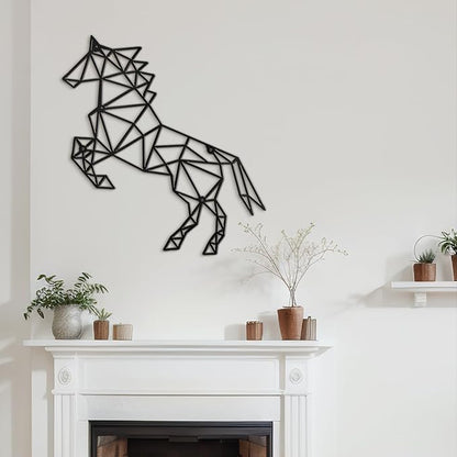 SIGNLEADER Metal Wall Art Decor Non-Stop Horse Modern Abstract Wall Sculpture Hangings Home Decoration for Living Room, Bedroom, Bathroom, Kitchen, Outdoor - 36" Black