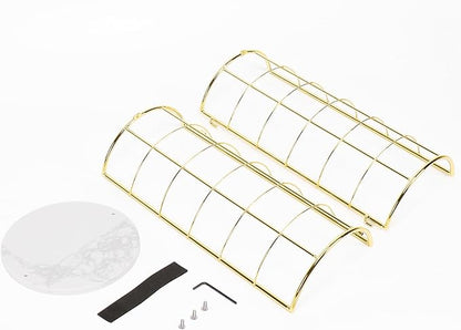 NearMoon Toilet Paper Organizer Stand, Free Standing 3 Rolls Tissue Storage, Metal Bathroom Accessory, Rustproof Toilet Roll Holder for Kitchen Countertop Inside Cabinet Shelf(Marble Base,Gold)