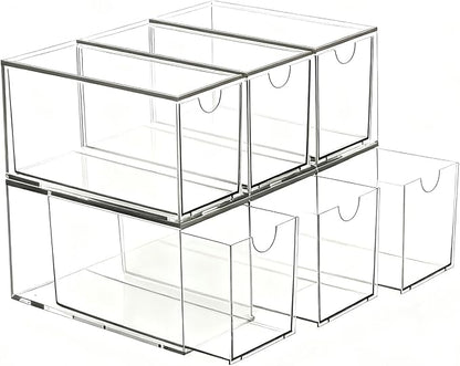 4 Pack Stackable Tea Bag Storage Organizer Drawers – Clear Acrylic Tea Bag Holder for Cabinet, Drawer, Pantry, Countertop – Kitchen Tea Storage Container