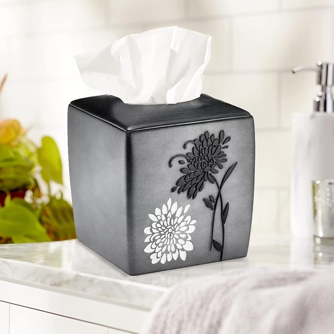 Resin Tissue Box Cover for Modern Home Decor - Minimalist Square Tissue Box Holder for Guest Room, Bedroom, Bathroom, Tabletop & Office - Durable and Aesthetic Tissue Holder, Erica