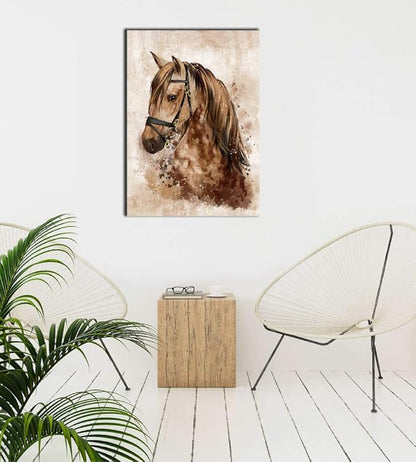Abstract Wall Art Horse Canvas Pictures Watercolor Painting Prints Modern Abstract Animal Vintage Canvas Artwork Rustic Contemporary Wall Art Framed Ready to Hang 16x24IN