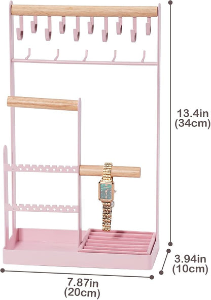 ProCase Cute Jewelry Stand, Aesthetic Jewelry Organizer for Dresser Vanity, Jewelry Holder Display for Necklaces Earrings, Gifts for Teen Girls Women, Bedroom Dorm Decor -Large, Pink