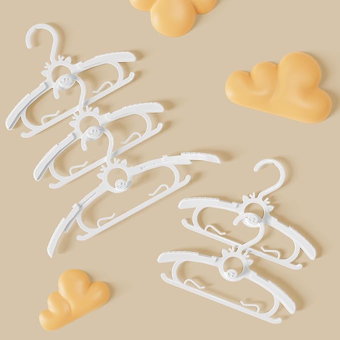Baby Hangers 40PCS, 11"-14" Extendable and Stackable Kids Hangers, 45g Ultra-Thick Space Saving Non-Slip Plastic Hanger for Infant, Toddler and Nursery Closet, White