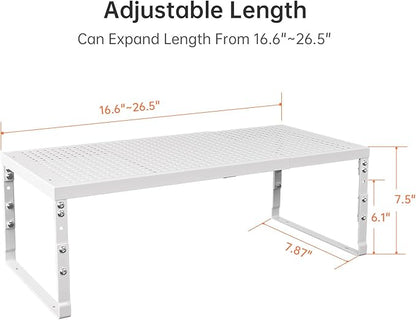 Expandable Adjustable Stackable Kitchen Organizer,Pantry Storage Shelves Racks,for cabinets Shelf, Kitchens, countertops, bathrooms,RV(2Packs/White,Medium)