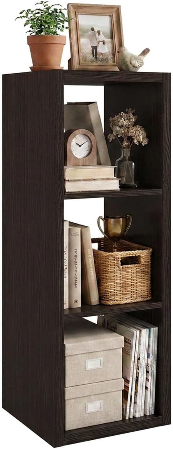 WannabeMyself【2026 Wooden Thick Frame】 3 Cube Storage Organizer with Anti-Tipping Kits, Reversible Open Back Book Shelf,Bookcase for Living Room,Bedroom,Entrance Hall,Office,11.6×36.3×13.1,Chocolate