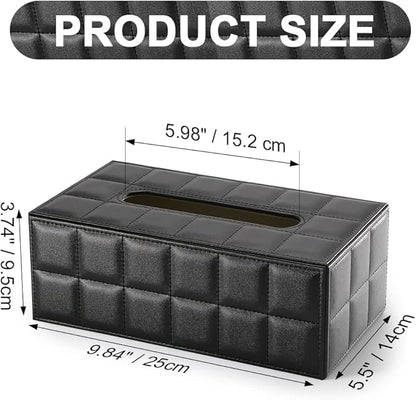 KINGFOM Rectangular Tissue Box Cover, Imitation Suede PU Leather Tissue Box Holder, Facial Napkin Paper Dispenser for Home Office Car Automotive Decoration with Magnetic Bottom(Soft Black)