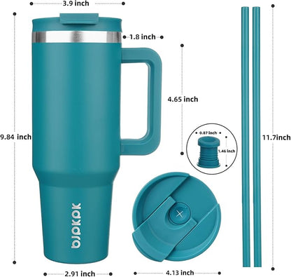 BJPKPK Insulated Tumblers With Handle And Straw 40 oz Stainless Steel Tumbler Cups With Lid,Laguna