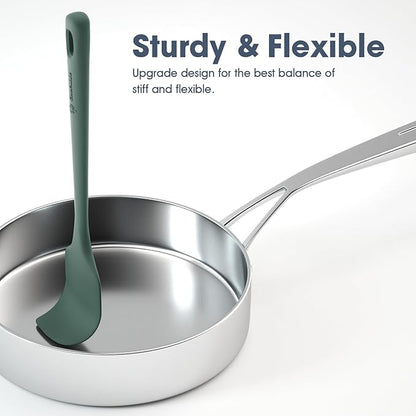 ChefAide 5 Pieces Silicone Spatula Set, Food Grade Rubber Spatula, Upgrade Strong Handle with Ergonomic Grip, Heat Resistant Up to 600°F for Nonstick Cookware, Cooking