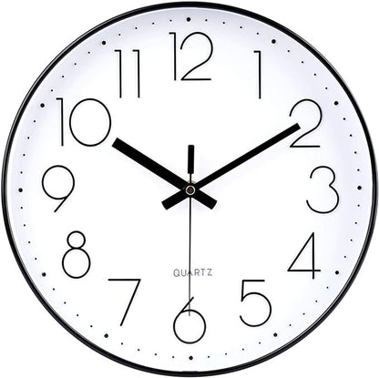 jomparis Small Wall Clock Black Wall Clocks Silent Non-Ticking for Bedroom Bathroom Kitchen(8 Inch)