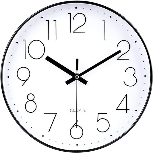 jomparis Small Wall Clock Black Wall Clocks Silent Non-Ticking for Bedroom Bathroom Kitchen(8 Inch)