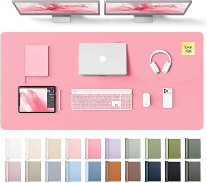 YSAGi Leather Desk Pad Protector, Office Desk Mat, Large Mouse Pad, Non-Slip PU Leather Desk Blotter, Laptop Desk Pad, Waterproof Desk Writing Pad for Office and Home (Pink, 55" x 24")
