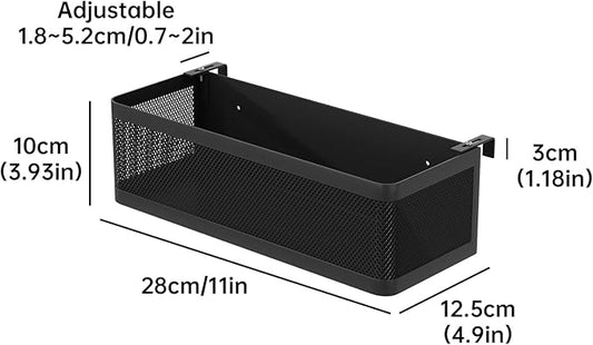 Bedside Caddy Shelf for Bunk Bed, Office Cubicle Walls, Crib Rails, Dorm Bed College Dorm Room Essentials Bed Shelf for Cell Phone Headphone Magazine Snacks (Black, L11in*W4.9in*H3.93in)