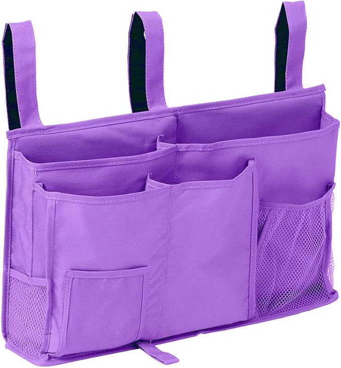 Sugaroom Purple Bedside Storage and Organizer - Hanging Caddy for Bed Rails, Bunk Beds, Dorm Rooms and More