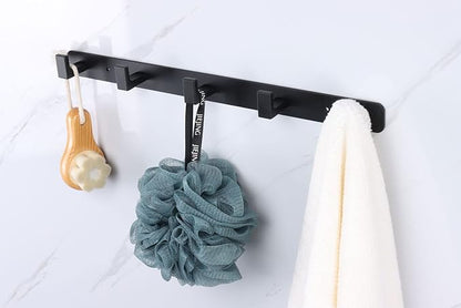 Coat Rack, Heavy Duty Stainless Steel 5 Tri Coat Hook Hanger, Wall Mounted Storage Wall Hooks, Rustic Clothes Hook/Key Hook Rail for Bathroom Kitchen Entryway(5 Hook Black)