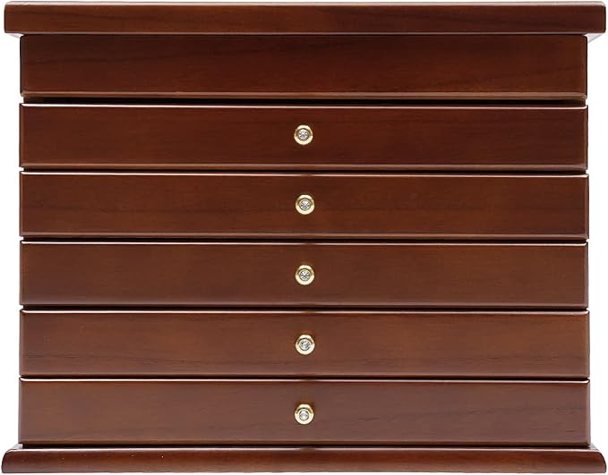 6-layer Jewelry Box Organizer,Lucky Four Leaf Clover Rustic Wooden Jewelry Boxes & Organizers,Jewelry Storage for Rings Earrings Necklaces Bracelets Christmas New Year Gift