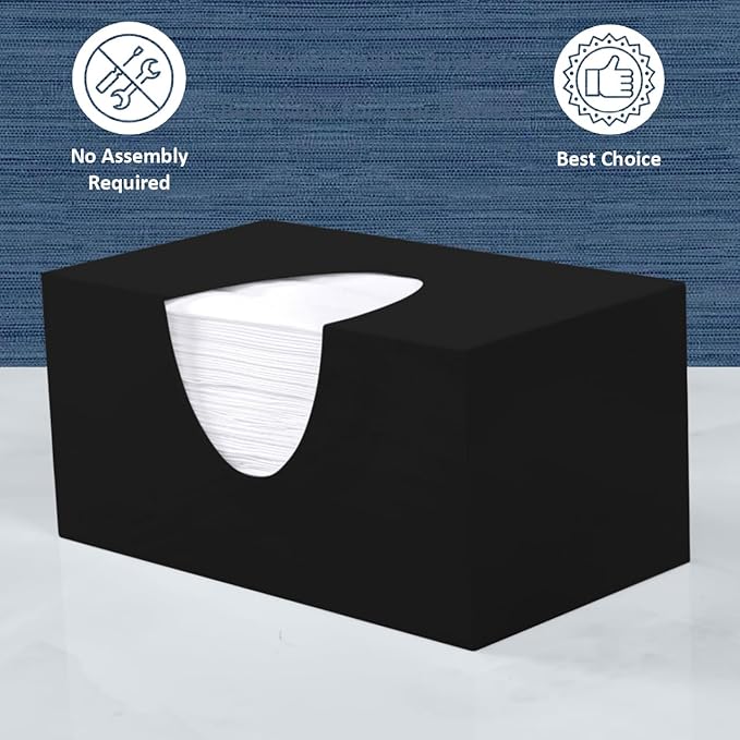 Rectangle Tissue Box Cover | Fits Top Side Opening Tissue Boxes | Black Tissue Box Holder for Bathroom | Premium Acrylic Tissue Cover