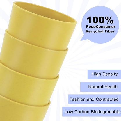 Homienly Wheat Straw Cups Set 8 PCS, 12 OZ Reusable Plastic Cups Alternative, Unbreakable Drinking Glasses for Kitchen, Party, Gatherings, Dishwasher & Microwave Safe Cup Set for Water, Juice(Yellow)