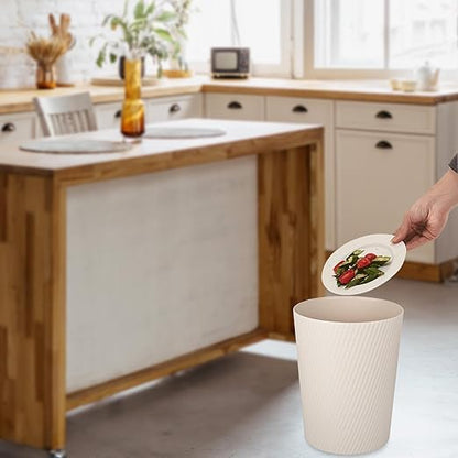 UUJOLY Small Trash Can Wastebasket Garbage Can Container Bins for Bathrooms, Laundry Room, Kitchens, Offices, Kids Rooms, Dorms (Beige)