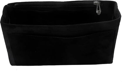 Purse Organizer Insert, Suede Bag Organizer Handbag Tote Shaper, Suede Material, Soft and Non Damaging Bag (Black, Medium)