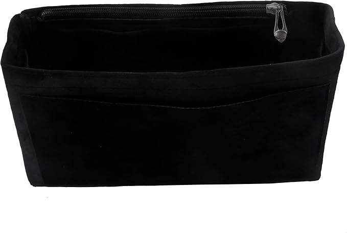 Purse Organizer Insert, Suede Bag Organizer Handbag Tote Shaper, Suede Material, Soft and Non Damaging Bag (Black, Slender Large)