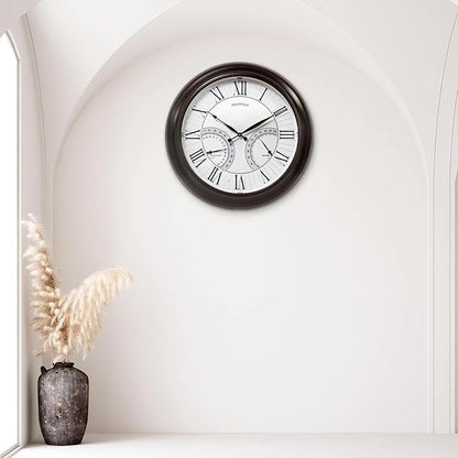 24" Jameson in/Outdoor Lighted Clock, Self-Illuminated, Waterproof, 3 in 1 Weather Station (Thermometer & Hygrometer), Metal Clock, Oil Rubbed Bronze Finish(Night Light)