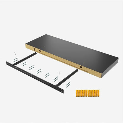 JPND Floating Shelf, Set of 3 Wall Shelf, 36 in W x 12.75 in D x 2 in H Wooden Floating Wall Shelf with Invisible Brackets for Living Room/Bedroom/Bathroom/Kitchen Storage and Decor, Black