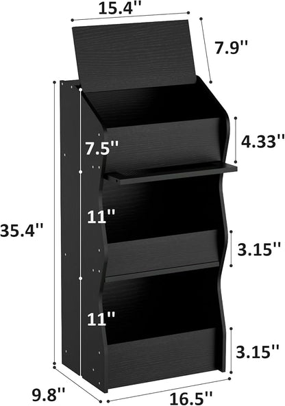 Potato and Onion Storage Bin with Lid, Root Vegetable Storage Rustic Bread Box for Kitchen Pantry, Wooden Bread Cabinet Fruit Storage Rack,Black