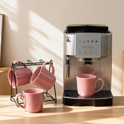 Ceramic Coffee Mugs Set of 4, 12 Ounces Ceramic coffee mug,heavy mug with Comfortable Handles,Dishwasher & Microwave Safe，coffe mug Sets 4 Beautiful Colors, tea mug for Coffee, Tea. (PINK)