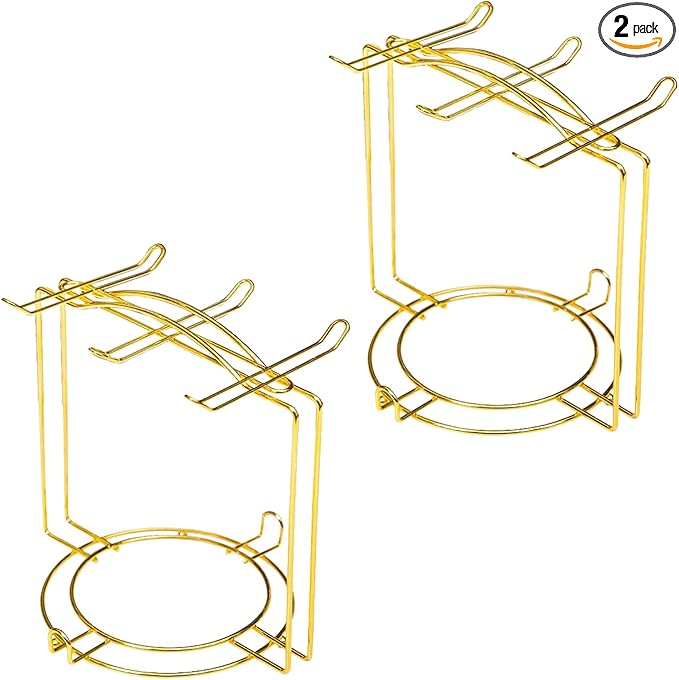 6-Hook Metal Teacup Holder Stand, Gold versatile tea cup stand and organizer for your kitchen counter. This elegant mug tree provides stylish storage and drying for cups, perfect for daily use（2 pack）