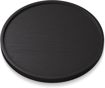 VERTORGAN Bamboo Serving Tray,9.8 Inch Decorative Trays Platter for Coffee Table,Living Room,Bar,Party,Mini Charcuterie Boards Cheese Board,Home Decor（Black）