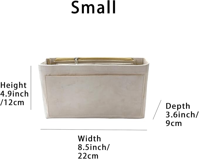Purse Organizer Insert, Suede Bag Organizer Handbag Tote Shaper, Suede Material, Soft and Non Damaging Bag (Beige, Small)