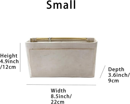 Purse Organizer Insert, Suede Bag Organizer Handbag Tote Shaper, Suede Material, Soft and Non Damaging Bag (Beige, Small)