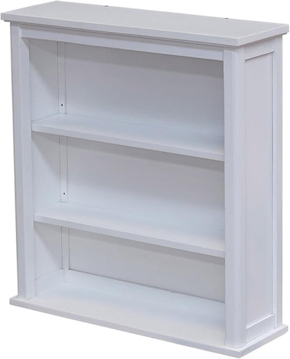 Dorset Wall Mounted Bath Storage Cabinet, 27 in. W x 29 in. H, White, Two Open Shelves, Zinc Metal Hinges, Easy Mount French Cleat System, Ideal for Bathroom Organization and Space Saving
