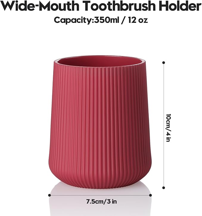 YAUKPH Red Striped Toothbrush Holder for Electric Toothbrushes Bathroom Organizer Cup for Toothpaste Kids & Adults