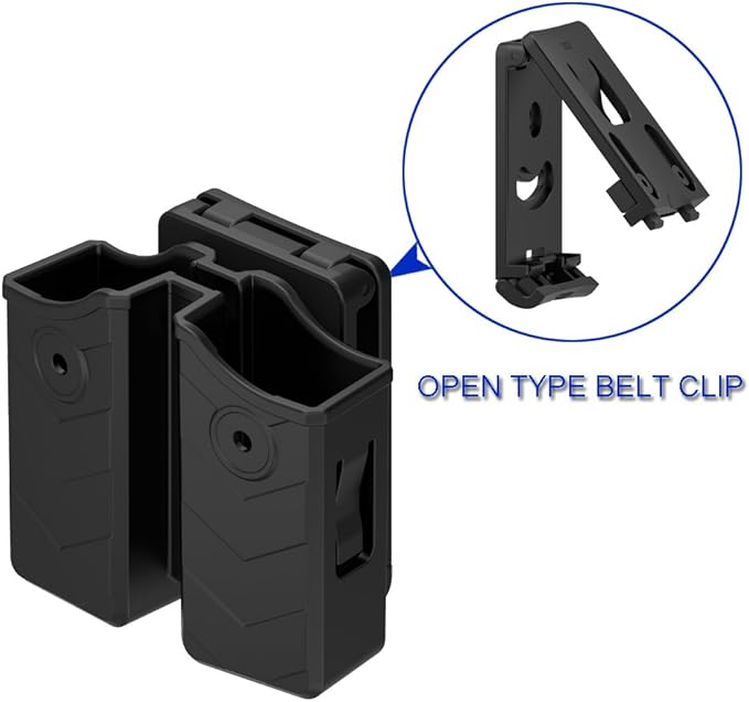 Universal Double Magazine Pouch - Dual Stack Mag Holster with Adjustable Retention for Glock, Sig Sauer, S&W, Beretta, Browning, Taurus, H&K, Springfield, Ruger Pistol Mags
