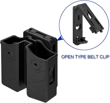 Universal Double Magazine Pouch - Dual Stack Mag Holster with Adjustable Retention for Glock, Sig Sauer, S&W, Beretta, Browning, Taurus, H&K, Springfield, Ruger Pistol Mags