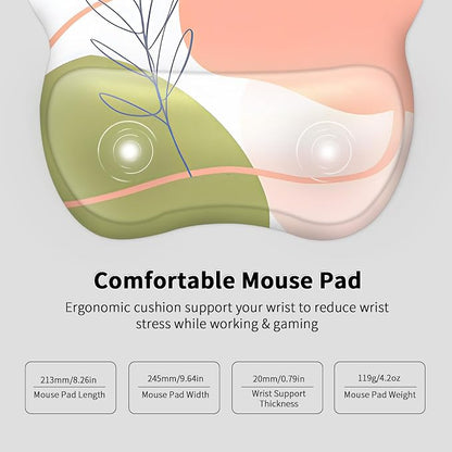 EooCoo Ergonomic Mouse Pad with Wrist Support, Mousepad with Memory Foam Wrist Rest and Non-Slip Base for Computer, Cafe, Home & Office, 9.64 x 8.26 in Office Desk Accessories