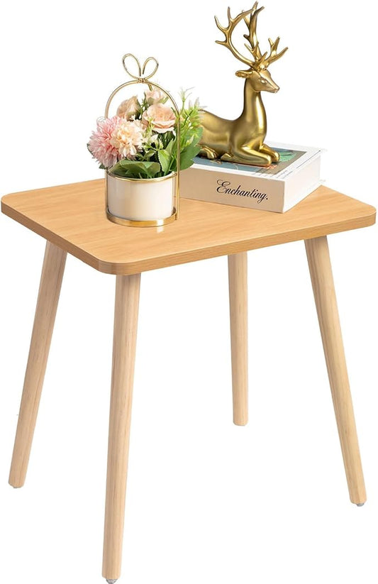 FORAOFUR Side Table, Modern Small End Table, Wood Nightstand for Living Room, Bedroom and Balcony, Rectangular Accent Table Home Decor, Easy Assembly, Natural