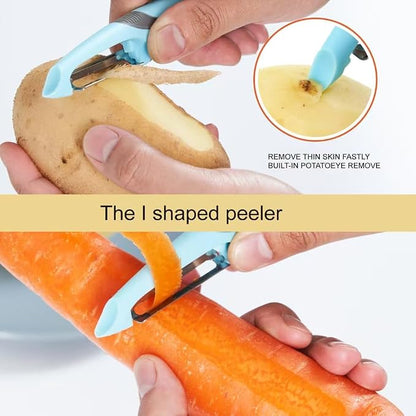Multi-Functional Kitchen Peeler Set: Potato, Carrot, Apple Peelers + Corn Remover, Orange Peeler Tool, Y Peeler for Veggie & Fruit (Color-2)