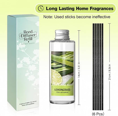 SCENTORINI Reed Diffuser Oil Refill, Lemongrass Diffuser Oil 6.76 Fl Oz, Summer Scented Essential Oil Refill Long Lasting Home Fragrance for Room Spa Aromatherapy Bathroom Hotel Decor, Patio, Outdoor