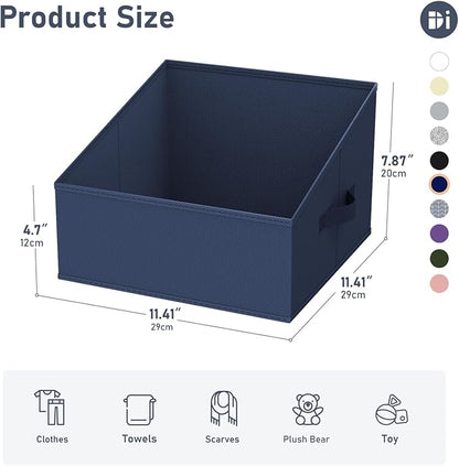 DIMJ Closet Storage Bins 10 Pack - Fabric Storage Baskets for Shelves, Collapsible Clothes Organizer with Handles, Trapezoid Shelf Organization Storage Cubes for Purse, Toys, Books, Towel, Clothes