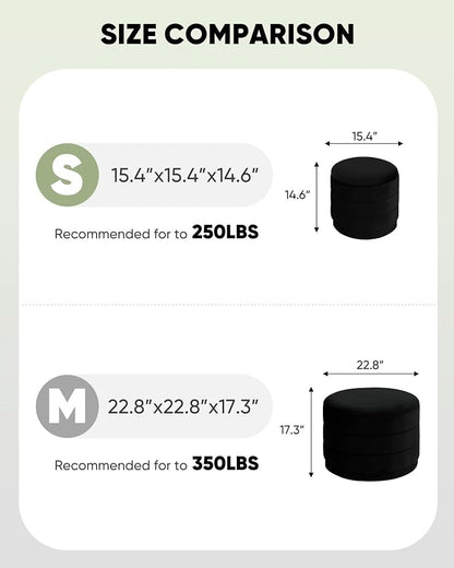 B FSOBEIIALEO Round Velvet Storage Ottoman with Tray, Folding Ottoman with Storage Coffee Table Foot Rest for Dorm Room, Living Room Black, 22.83"x22.83"x17.32"