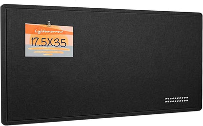 Bulletin Board, 35 x 17 1/2 inches Felt Board - Decorative Pin Board, Cork Board Alternative for Wall, Foldable Self-Adhesive Vision Board Prayer Board with 20 Pushpins Black